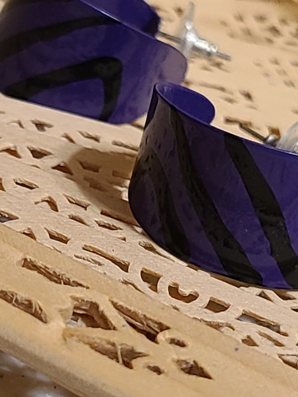 Vintage Purple and Black Striped Hoop Earrings